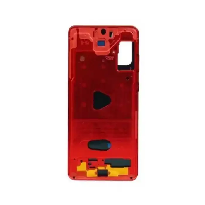 Samsung Uyumlu Galaxy S20 Plus G985 Kasa Kapak Kırmızı Çıtalı