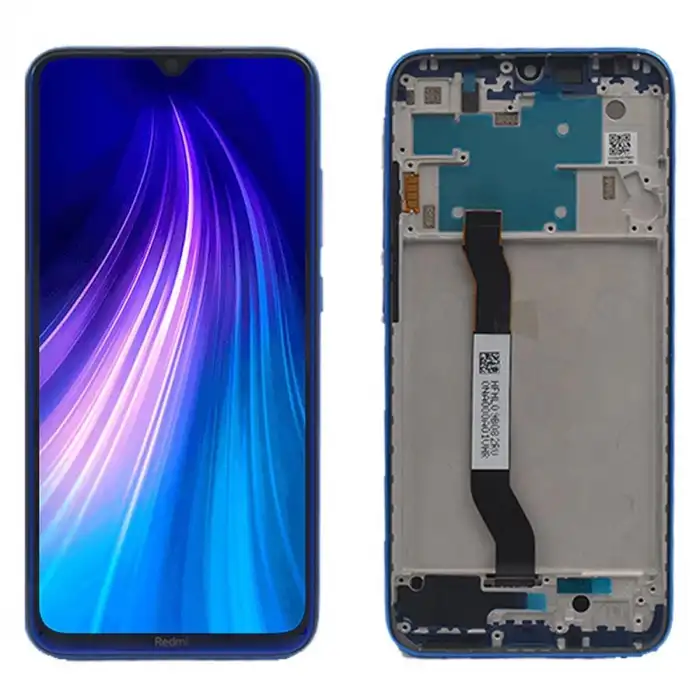 Xiaomi Uyumlu Redmi Note 8 Lcd Ekran Dokunmatik Mavi Çıtalı Servis Logo
