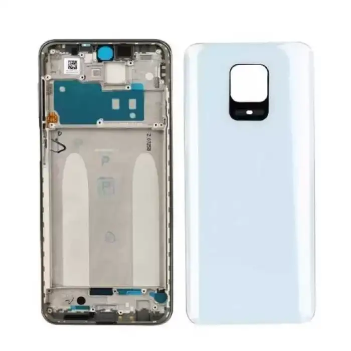 Xiaomi Uyumlu Redmi Note 9 Pro Kasa Kapak Beyaz Çıtalı