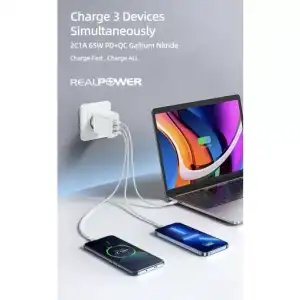Realpower 100W Gan Seyahat Hızlı Şarj Aleti + Type-C Den Type-C Kablo Rp-Cg100Cb