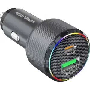 Realpower 38W Hızlı Araç Şarjı + Type-C Den Lightning Kablo Rp-Cc38W