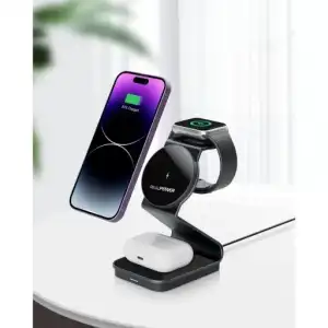 Realpower 3Ü 1 Arada Magsafe Siyah Manyetik Kablosuz Şarj Aleti Rp-Wsb
