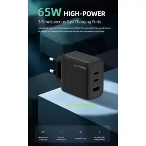 Realpower 65W Gan Beyaz Seyahat Hızlı Şarj Aleti + Type-C Den Type-C Kablo Rp-Cg65Cw