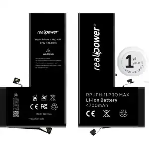 Realpower Apple Uyumlu iPhone 11 Pro Max Yüksek Kapasiteli Batarya 3969Mah