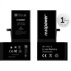 Realpower Apple Uyumlu iPhone X Yüksek Kapasiteli Batarya 3520Mah