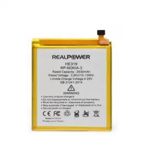 Realpower Nokia Uyumlu 3 Batarya 2630Mah