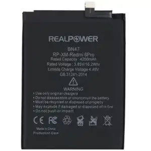 Realpower Xiaomi Uyumlu Redmi 6 Pro Batarya 4200Mah