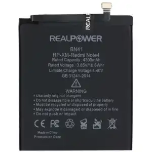 Realpower Xiaomi Uyumlu Redmi Note 4 Batarya 4300Mah