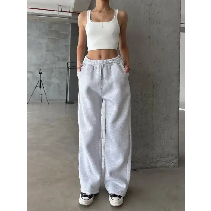 3 iplik şardonlu oversize eşofman gri