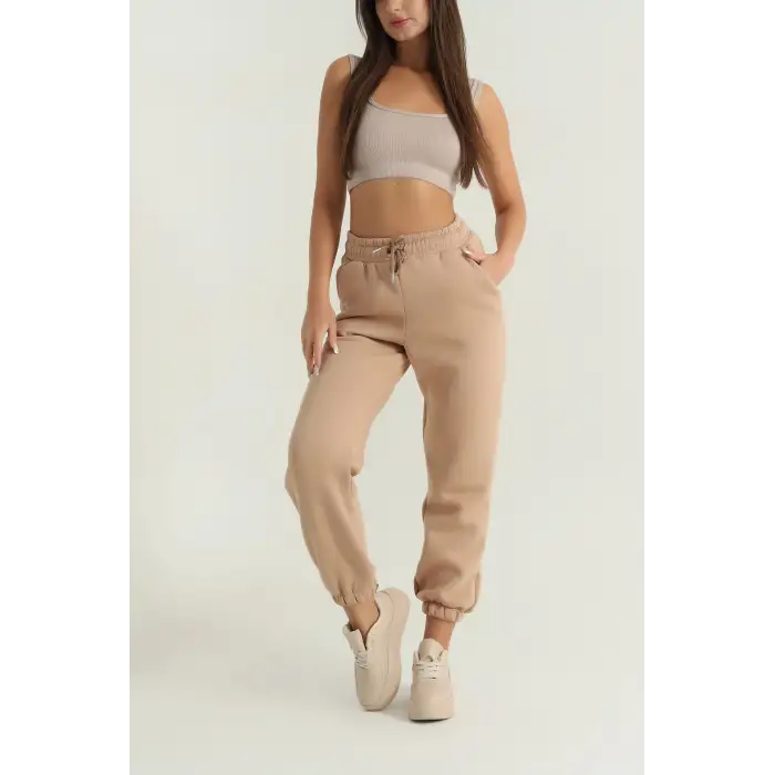 3 iplik şardonlu paça lastikli eşofman bisküvi is001