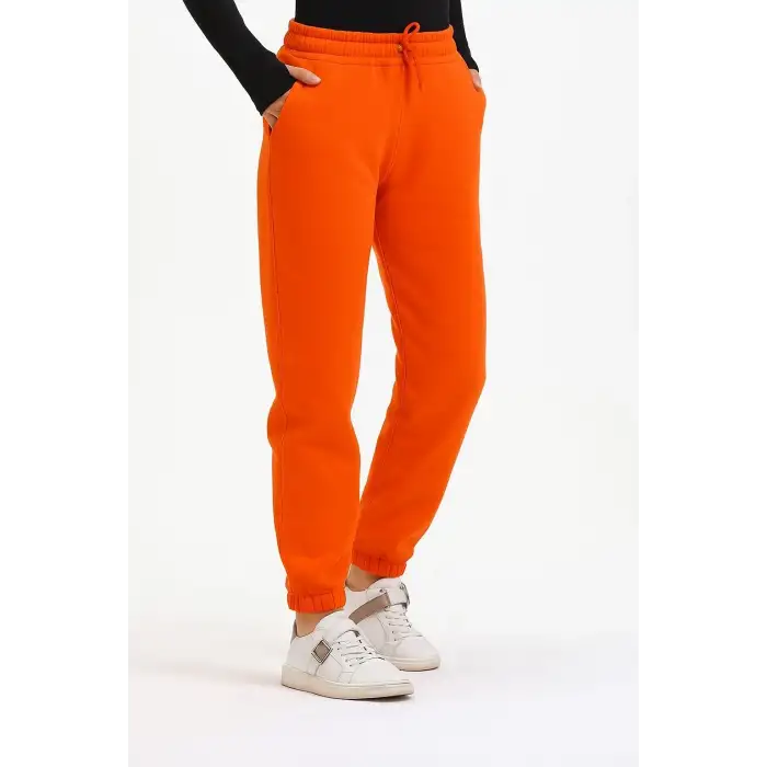 3 iplik şardonlu paça lastikli eşofman turuncu is001