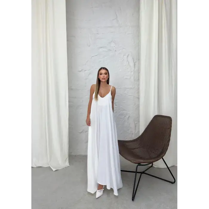 Aerobin uzun elbise beyaz pt