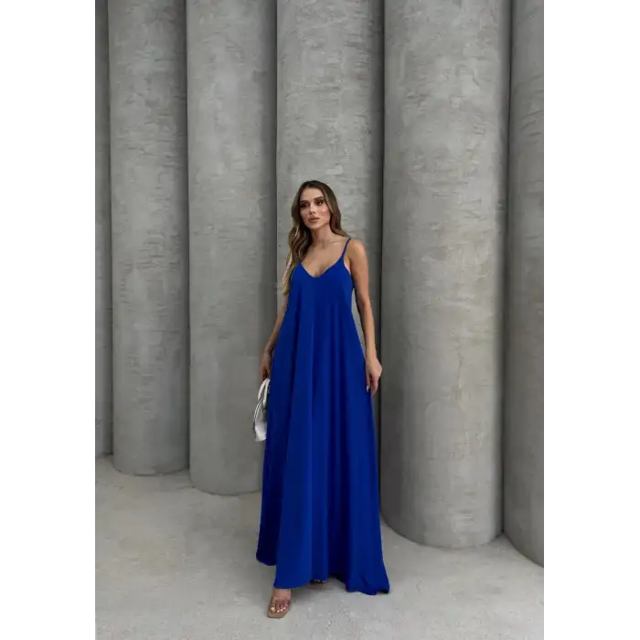 Aerobin uzun elbise saks mavisi pt