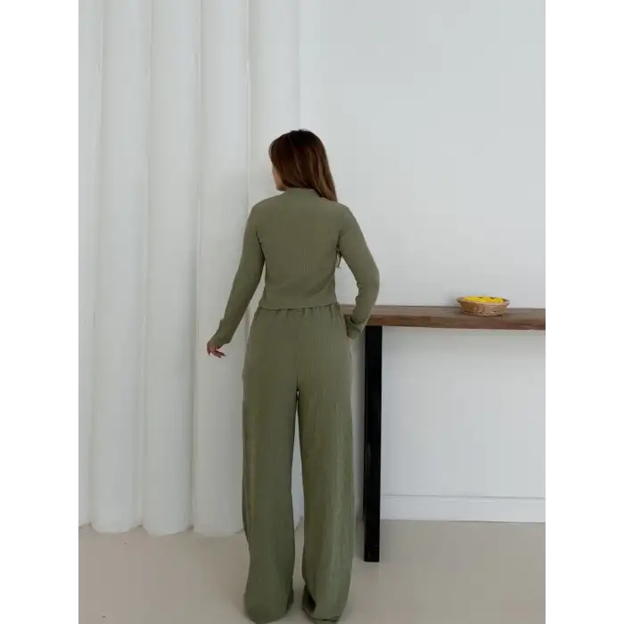 Balıkçı yaka örme takım mint st265865