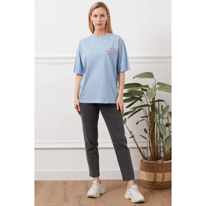 Baskılı tişört mavi