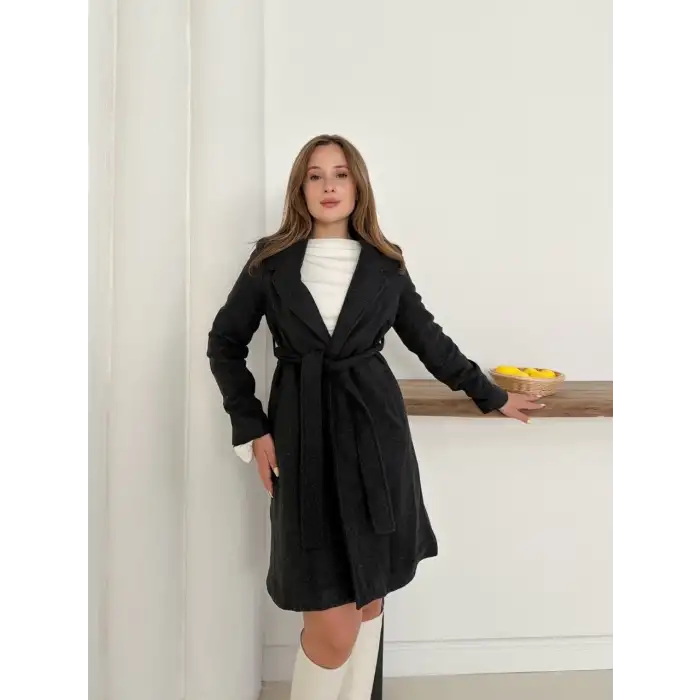 Cepli kuşaklı kaşe kaban antrasit st26458