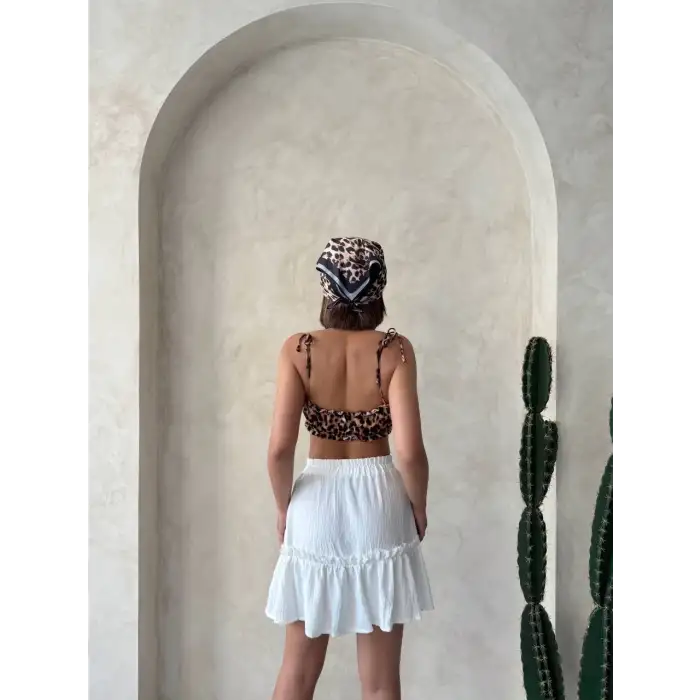 Çingene keten etek beyaz s24808