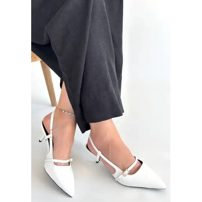 Darina Beyaz Cilt Topuklu Ayakkabı