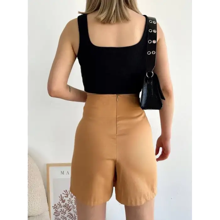 Dört çıtçıtlı Gabardin şort etek s249001