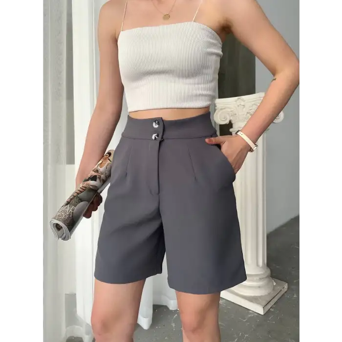 Double çift düğmeli şort