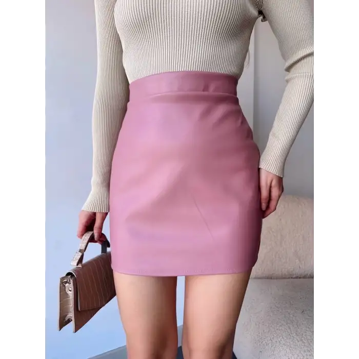 Düz deri etek pudra h24468