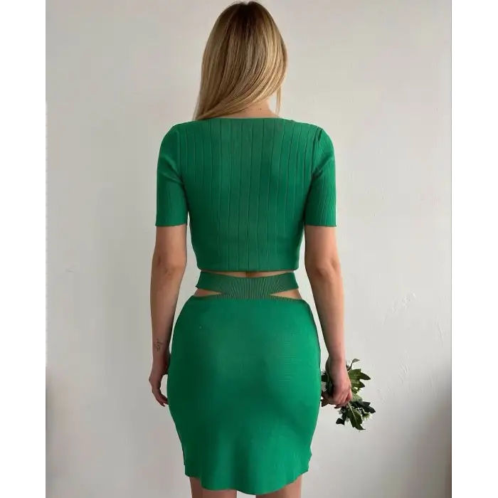 Etekli triko takım yeşil t23107