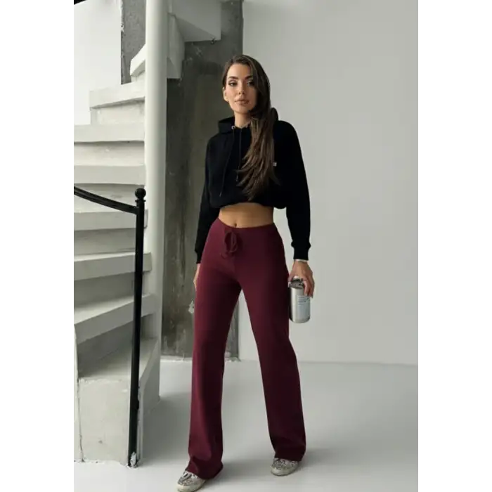 Fit comfort bej salaş pantolon bordo A6011