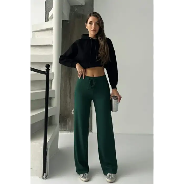 Fit comfort bej salaş pantolon petrol yeşili A6011