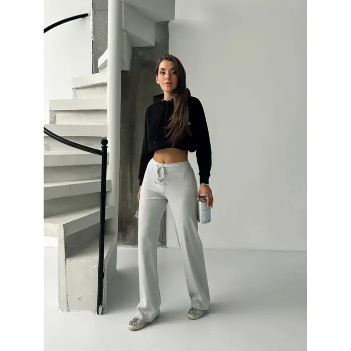 Fit comfort gri salaş pantolon A6011