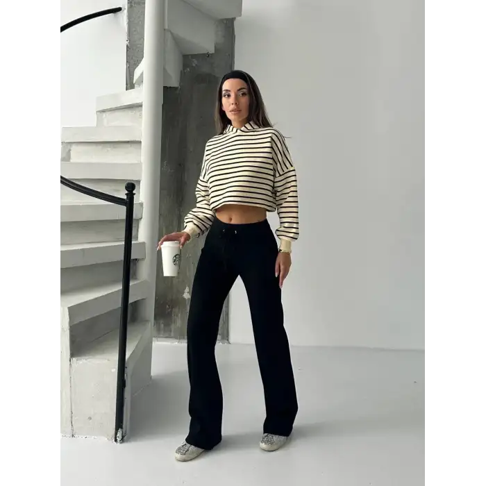 Fit comfort siyah salaş pantolon A6011