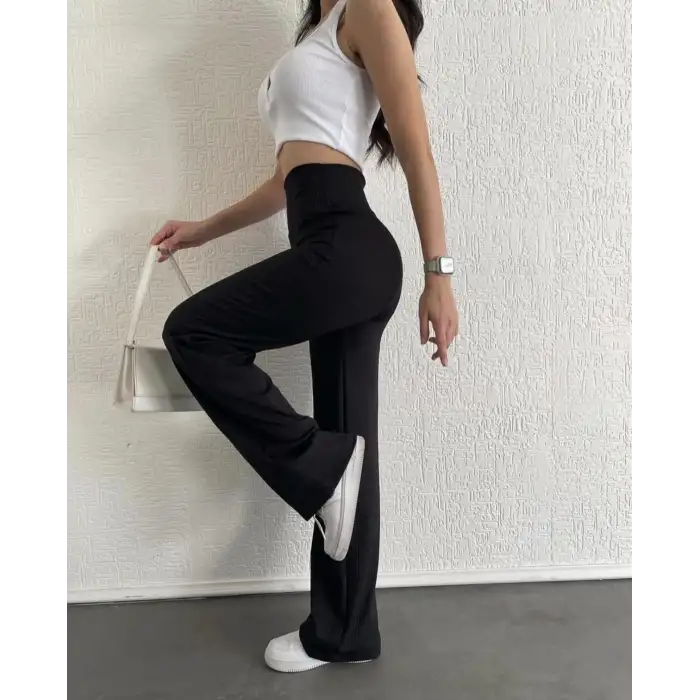 fitilli palazzo pantolon siyah