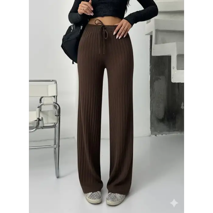 Fitilli şardonlu pantolon kahve a4058