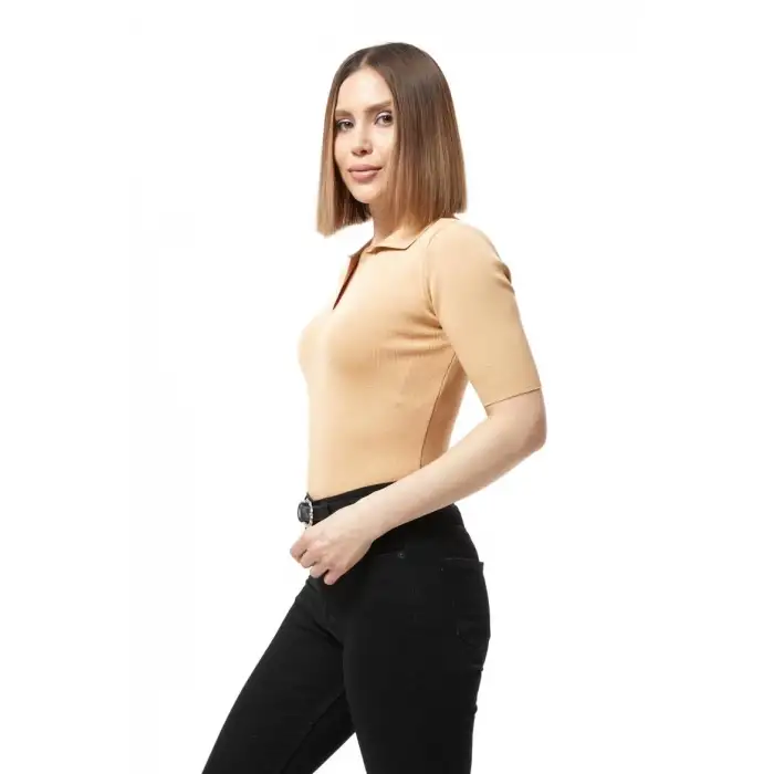 Gömlek yaka yazlık triko bluz