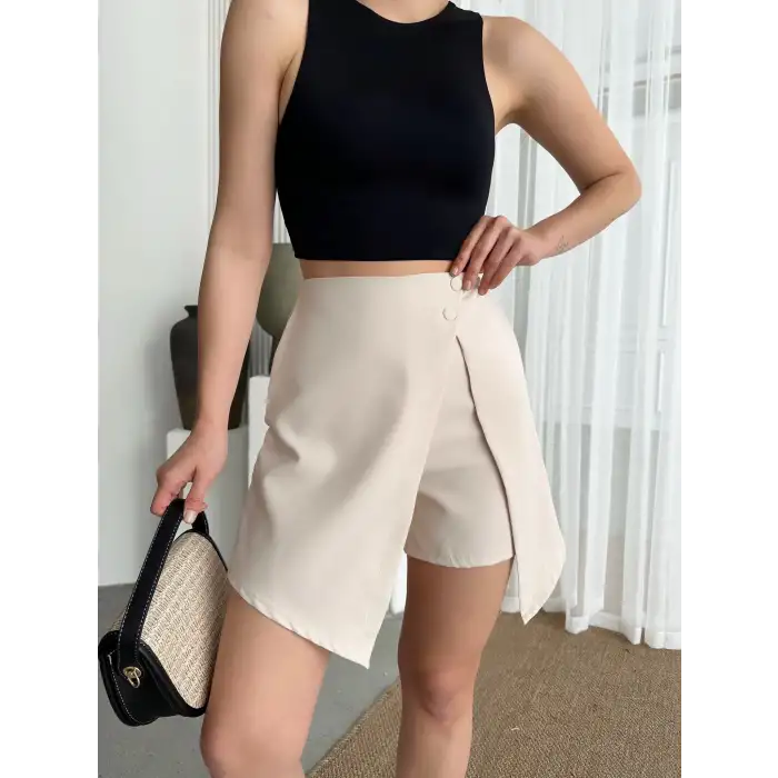 İki düğmeli şort etek S24046