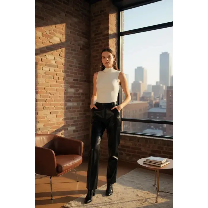 Kadın Beyaz Kolsuz Balıkçı Yaka Basic Bluz