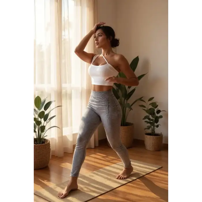 Kadın Beyaz Tek Omuzlu Çapraz Askılı Crop Top Büstiyer