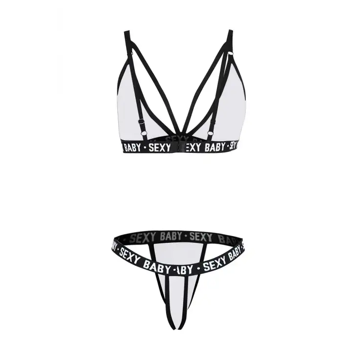 Kadın Beyaz Yazı Detaylı Ipli Sütyen Takımı – Modern, Konforlu ve Günlük Kombinlere Uygun