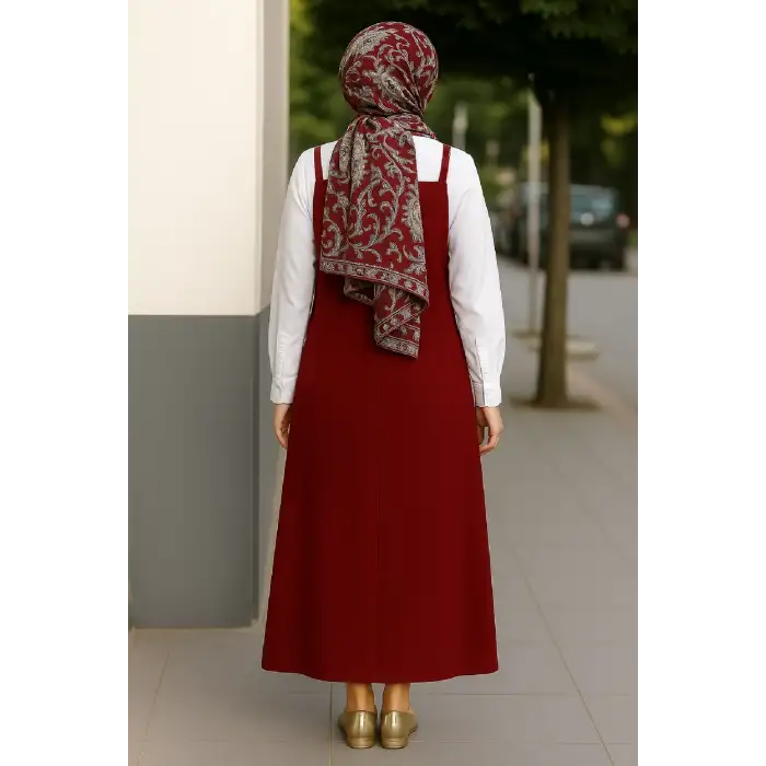 Kadın Bordo Basic Ayarlanabilir Askılı Jile Elbise – Şık, Rahat ve 4 Mevsim Kullanıma Uygun