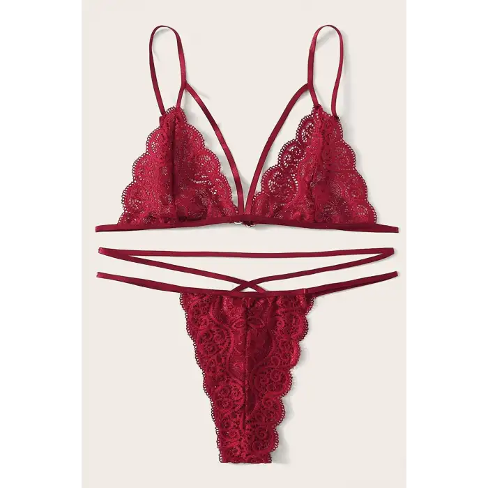 Kadın Bordo Dantel Sütyen Külot Takımı – Modern, Konforlu ve Günlük Kombinlere Uygun