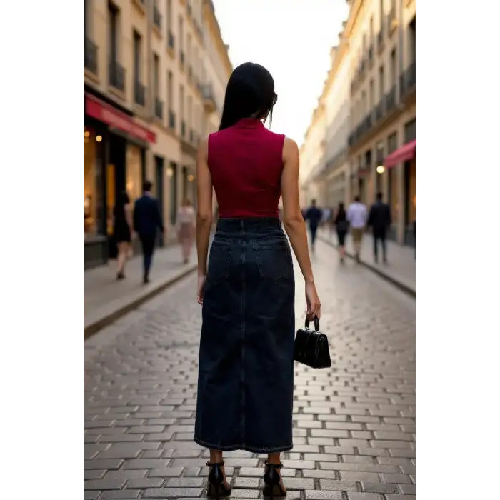 Kadın Bordo Kolsuz Balıkçı Yaka Basic Bluz