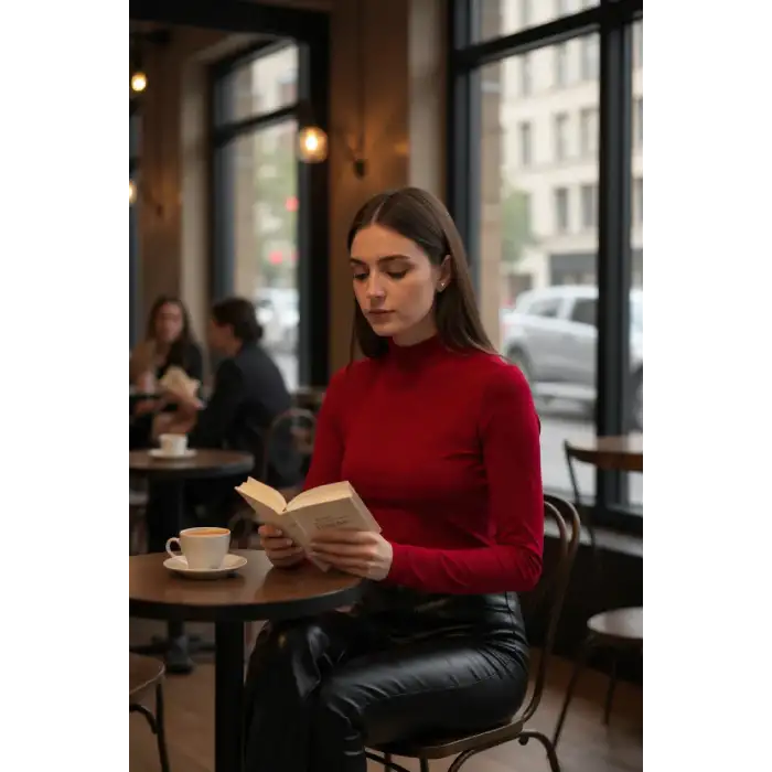 Kadın Bordo Parmak Detaylı Esnek Uzun Kollu Body