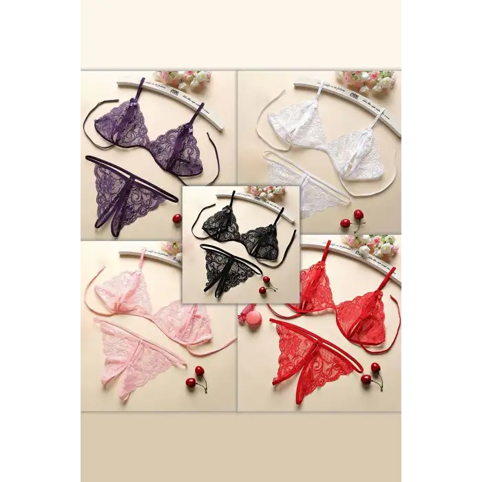 Kadın Dantelli Sütyen Külot Takımı 5li Set