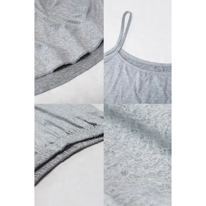 Kadın Gri Şortlu Penye Gecelik Takımı – Modern, Konforlu ve Günlük Kombinlere Uygun