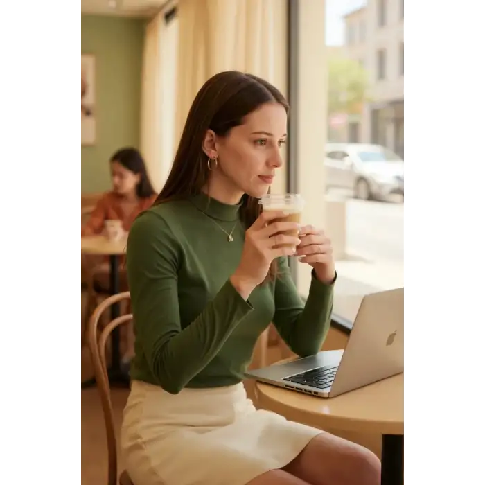 Kadın Haki Yeşili Parmak Detaylı Esnek Uzun Kollu Body