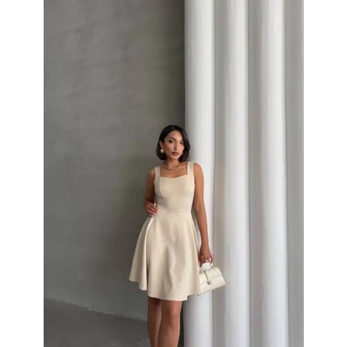 Kadın kare yaka kısa elbise s251188