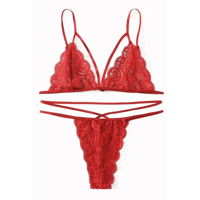 Kadın Kırmızı Dantel Sütyen Külot Takımı – Modern, Konforlu ve Günlük Kombinlere Uygun