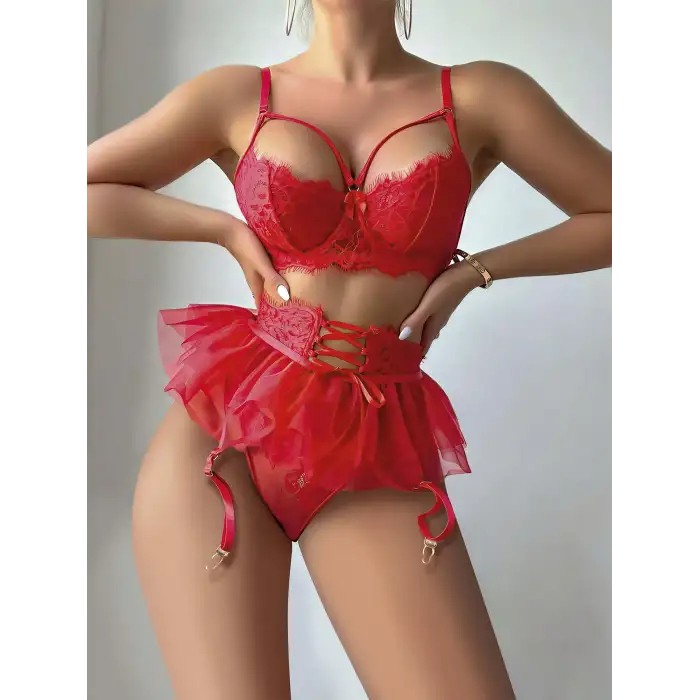 Kadın Kırmızı Etekli Fantezi Kostüm 2018