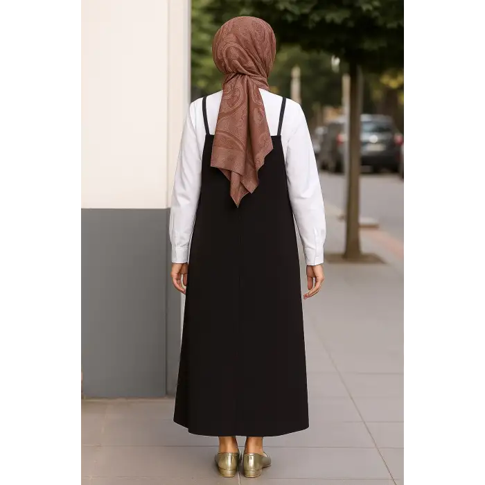 Kadın Siyah Basic Ayarlanabilir Askılı Jile Elbise – Şık, Rahat ve 4 Mevsim Kullanıma Uygun