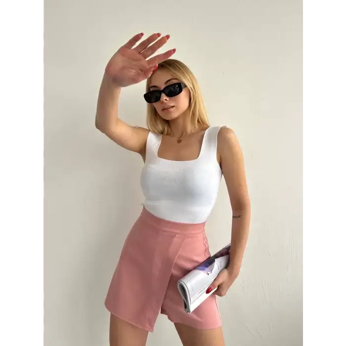 Kapaklı şort etek pudra s208