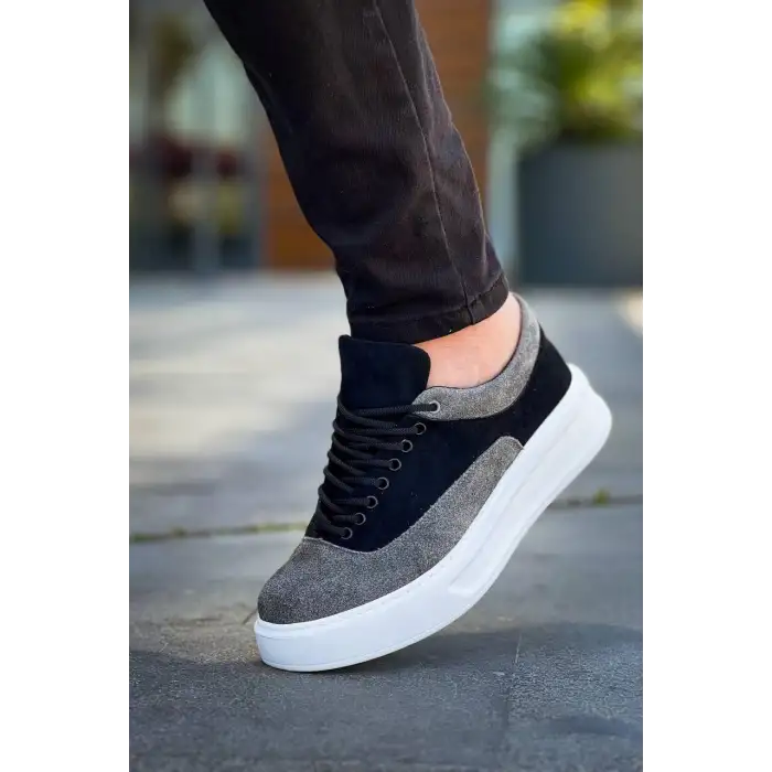 KB-005 Kuback Siyah Gri Süet Bağcıklı  Günlük Erkek  Ayakkabı